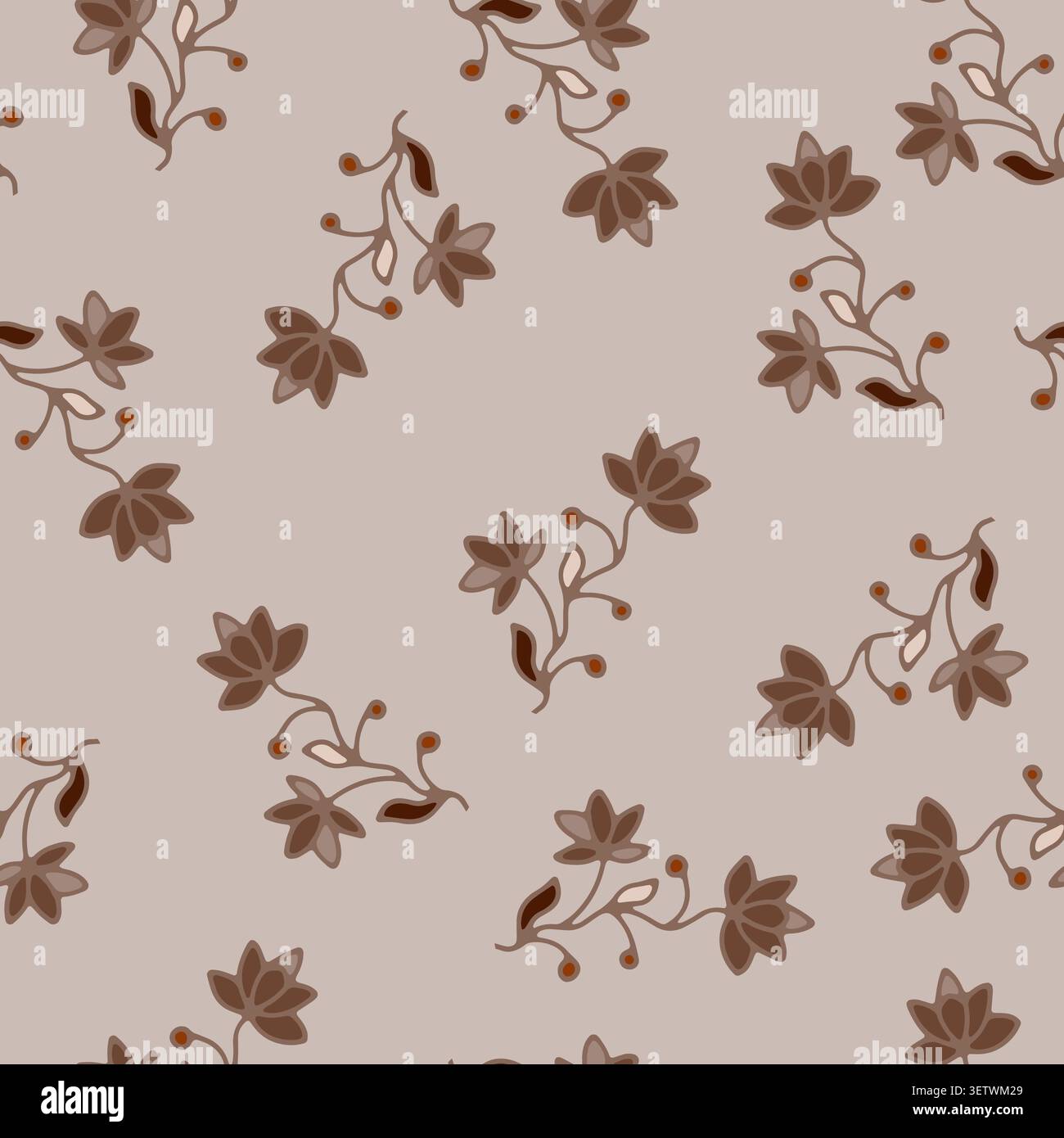 Minimalist Ditsy Floral Sprig Print Stock Vector