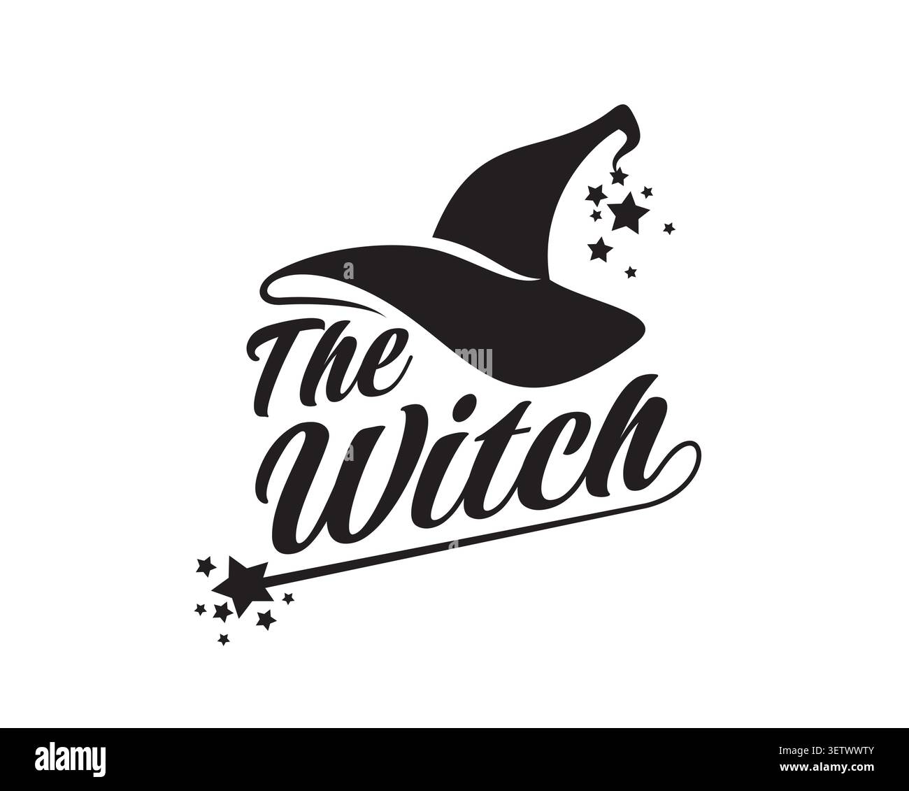 Witch wizard hat icon, magician Halloween headwear Stock Vector