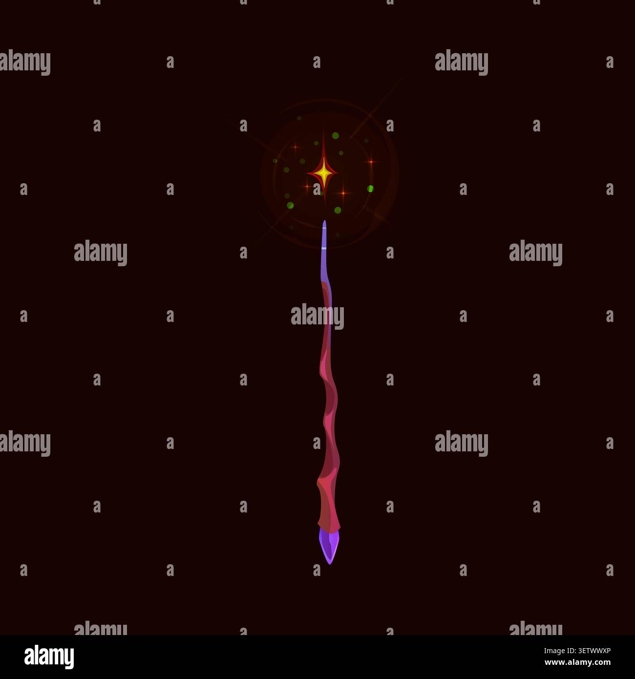 Halloween wizard or witch magic wand, game asset Stock Vector