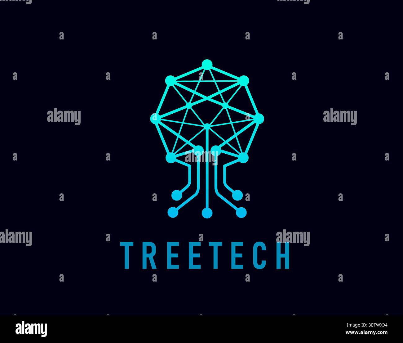 Tree tech icon, polygon microcircuit digital plant Stock Vector