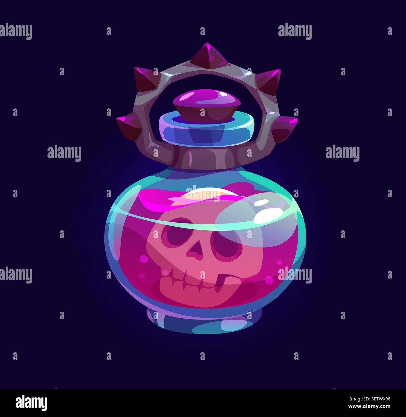 Cartoon magic potion bottle or Halloween elixir Stock Vector