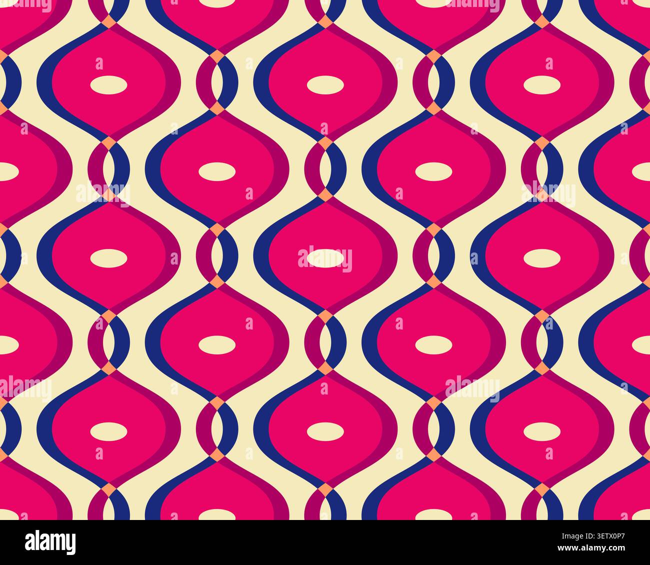 Retro vibes of wavy ogee pattern, abstract seamless vector background, perfect for wallpapers, fabric Stock Vector