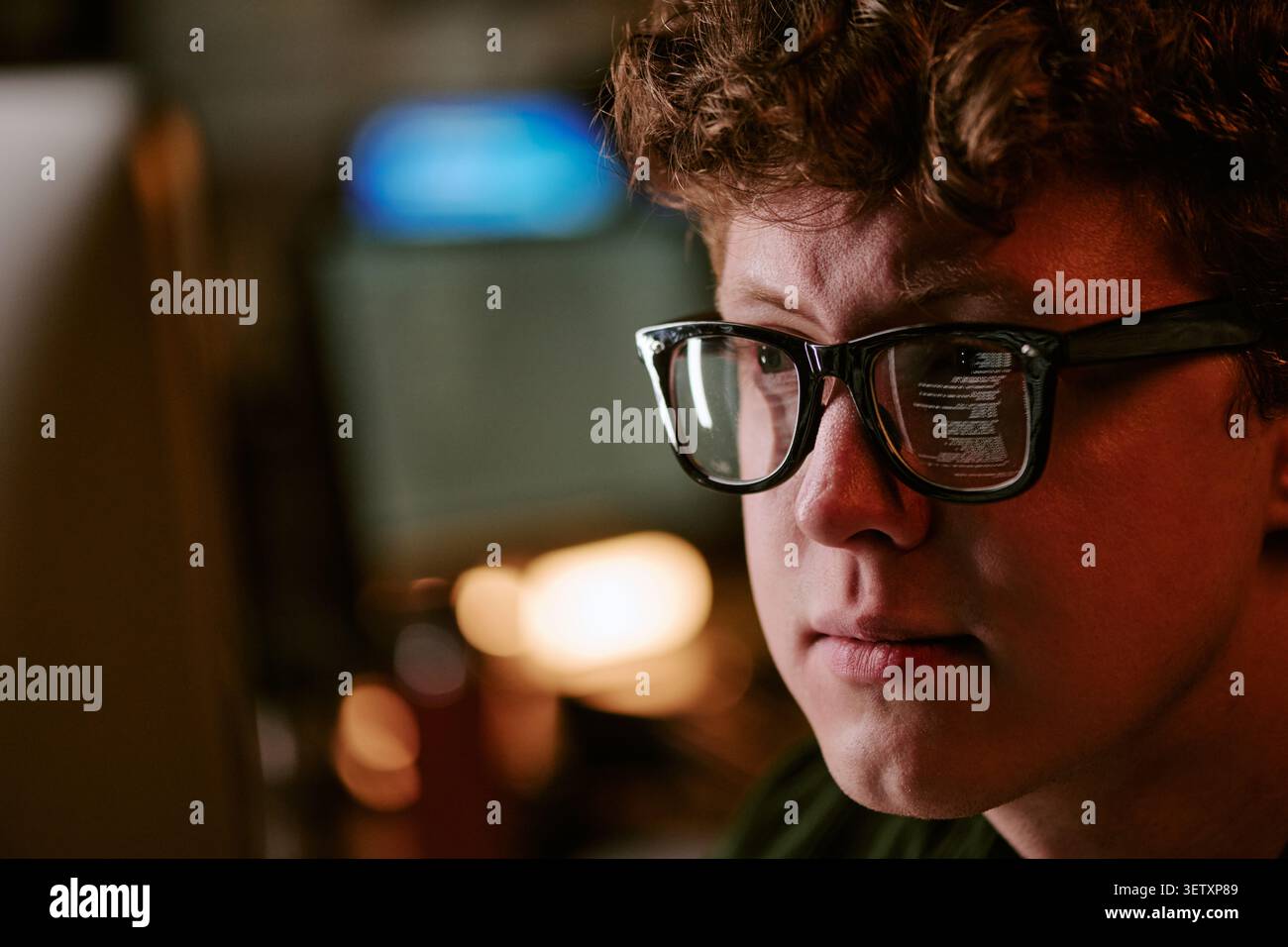 Adult Man Coding on Computer for Software Development Project Stock Photo