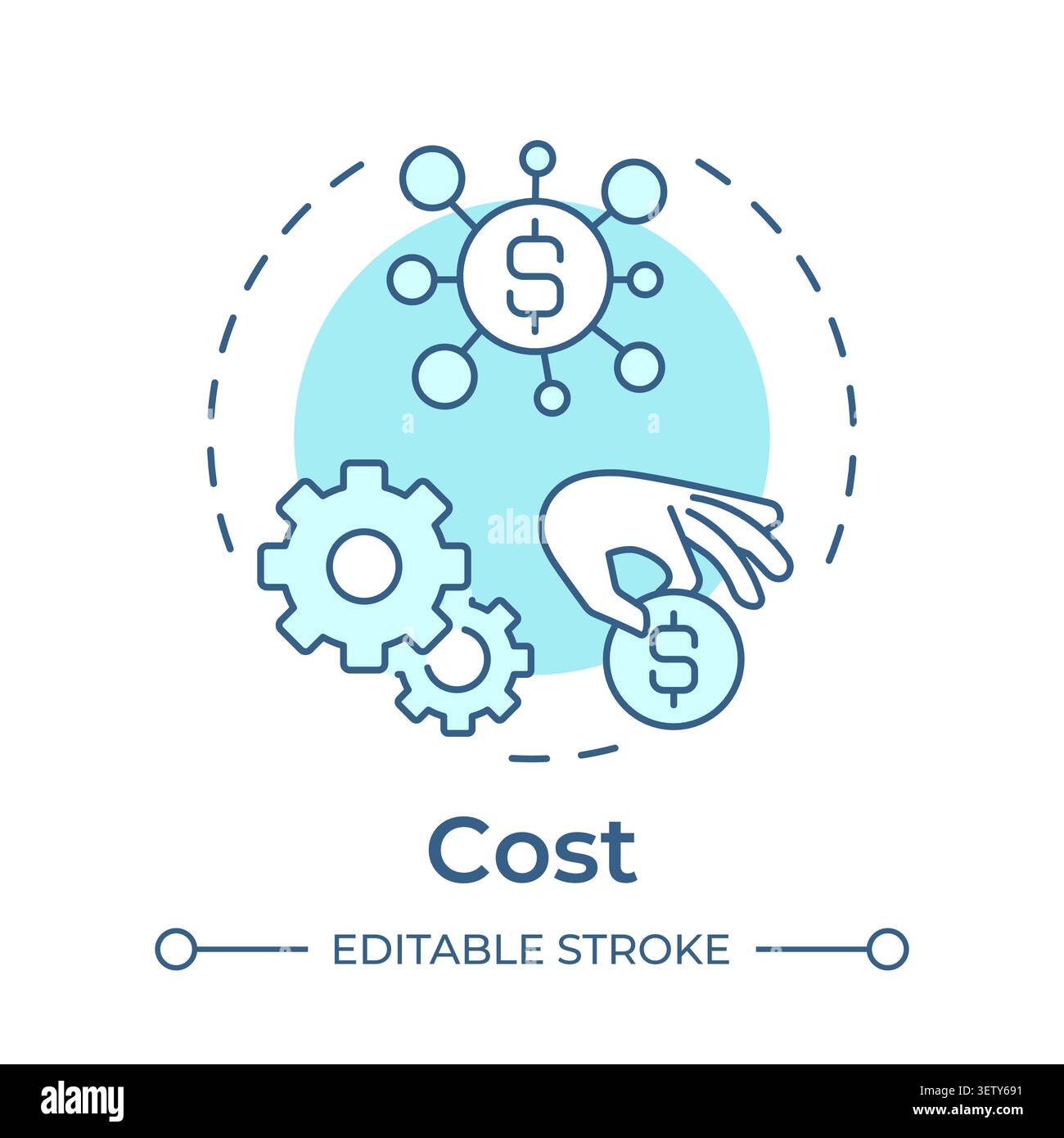 Cost soft blue concept icon Stock Vector
