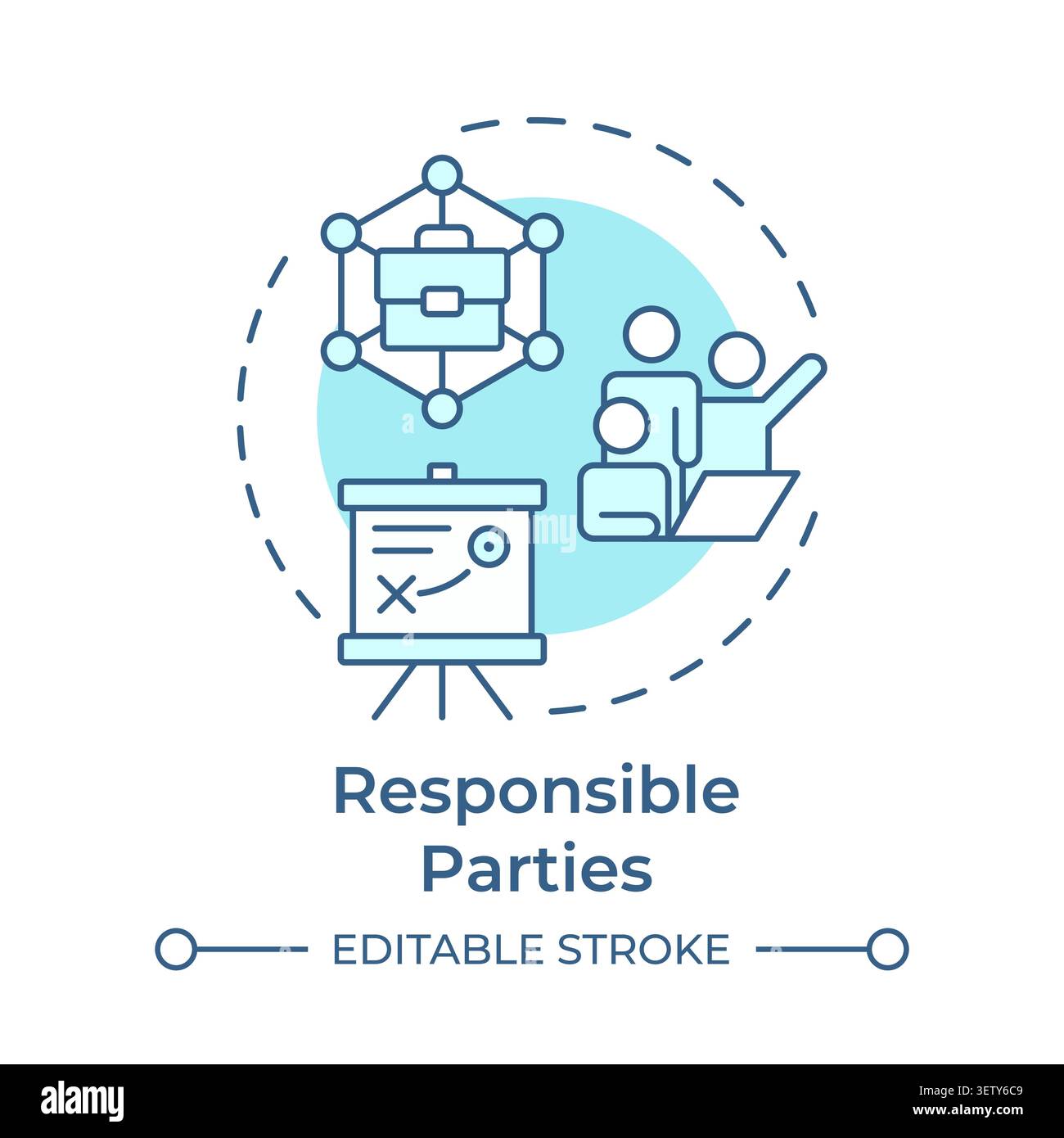 Responsible parties soft blue concept icon Stock Vector