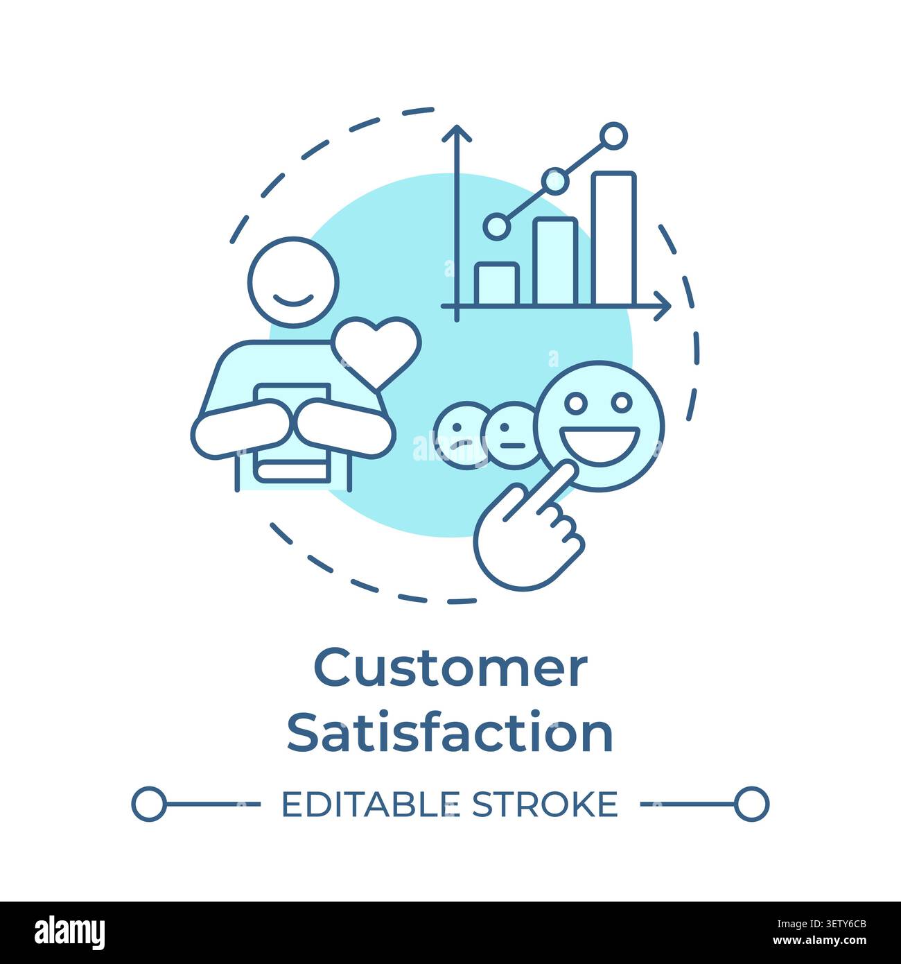 Customer satisfaction soft blue concept icon Stock Vector