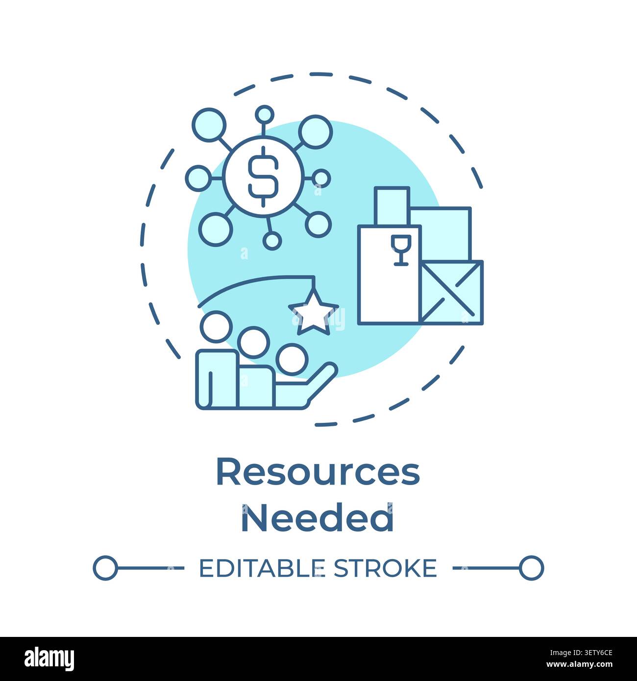 Resources needed soft blue concept icon Stock Vector