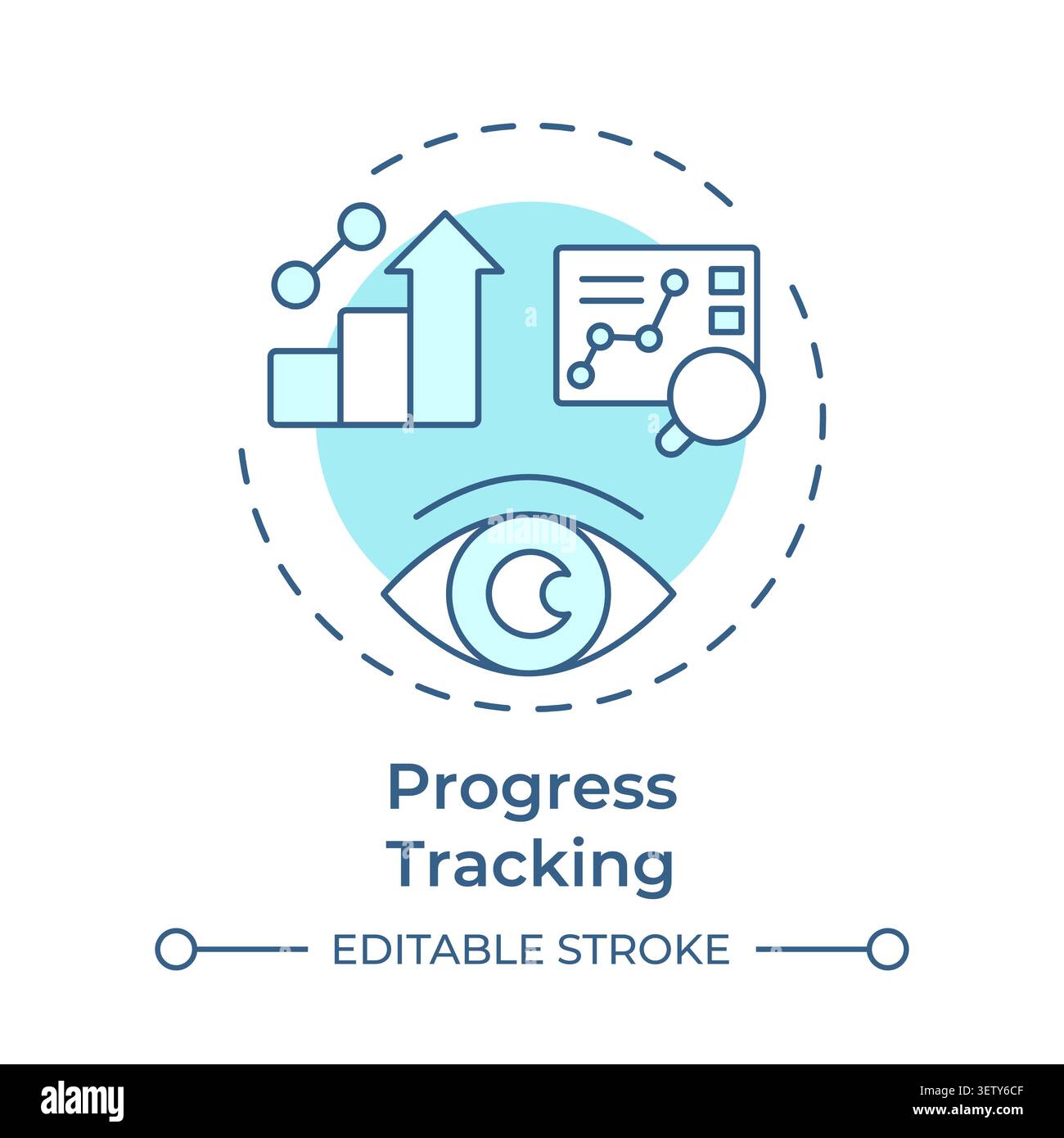 Progress tracking soft blue concept icon Stock Vector