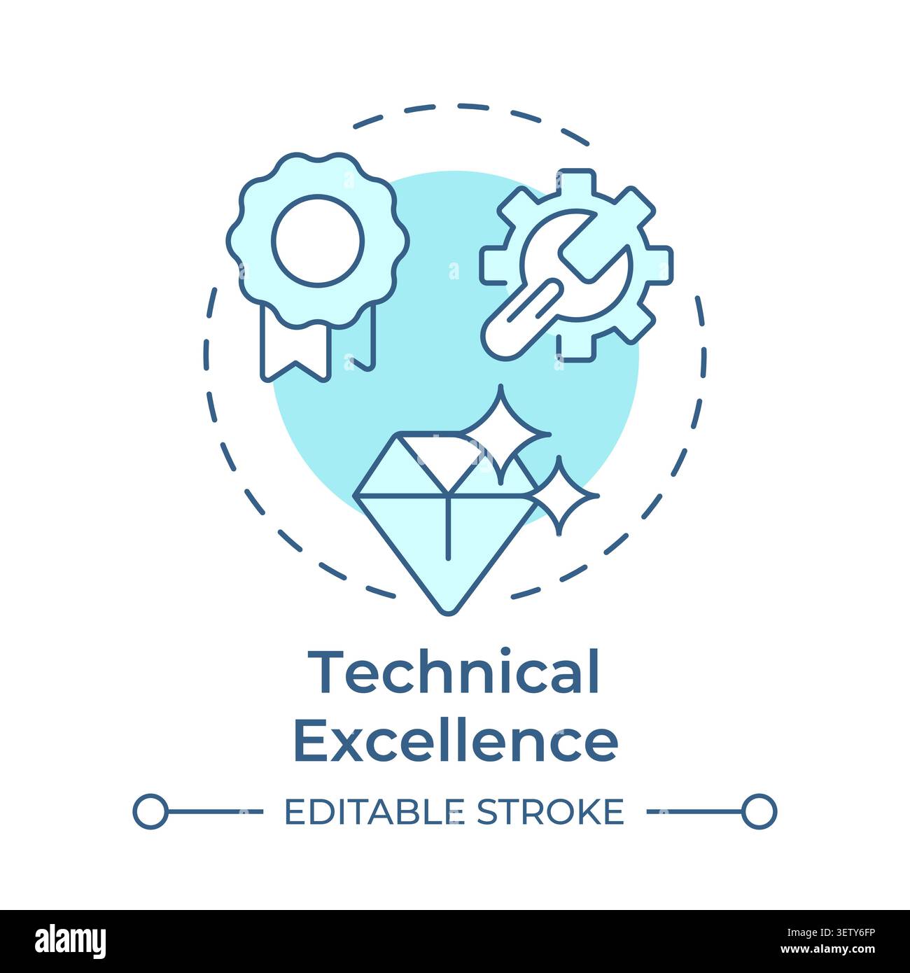 Technical excellence soft blue concept icon Stock Vector