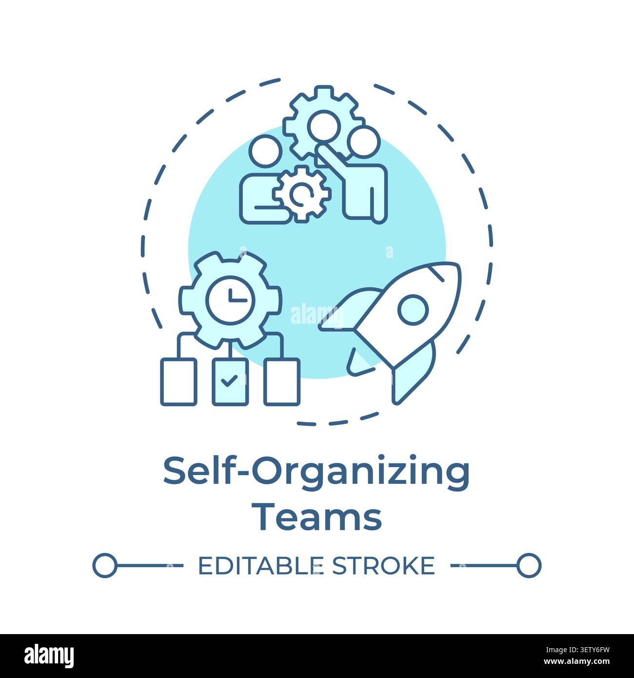 Self organizing teams soft blue concept icon Stock Vector