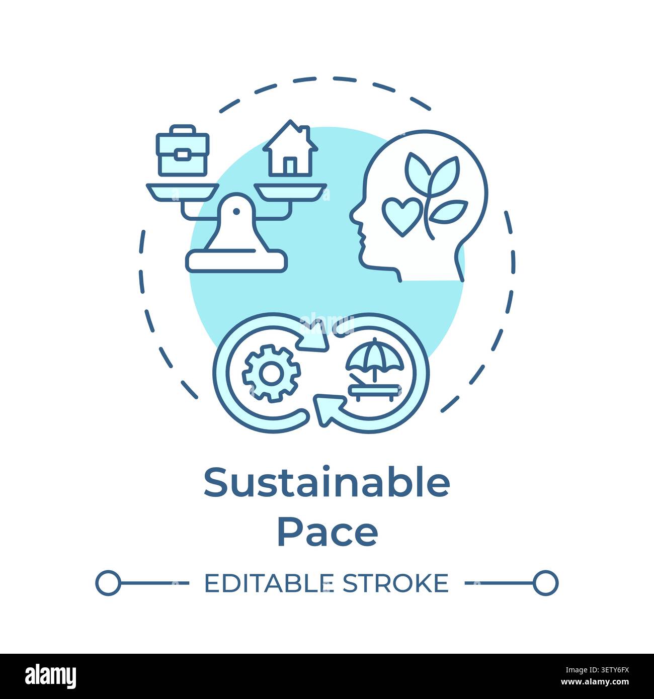 Sustainable pace soft blue concept icon Stock Vector