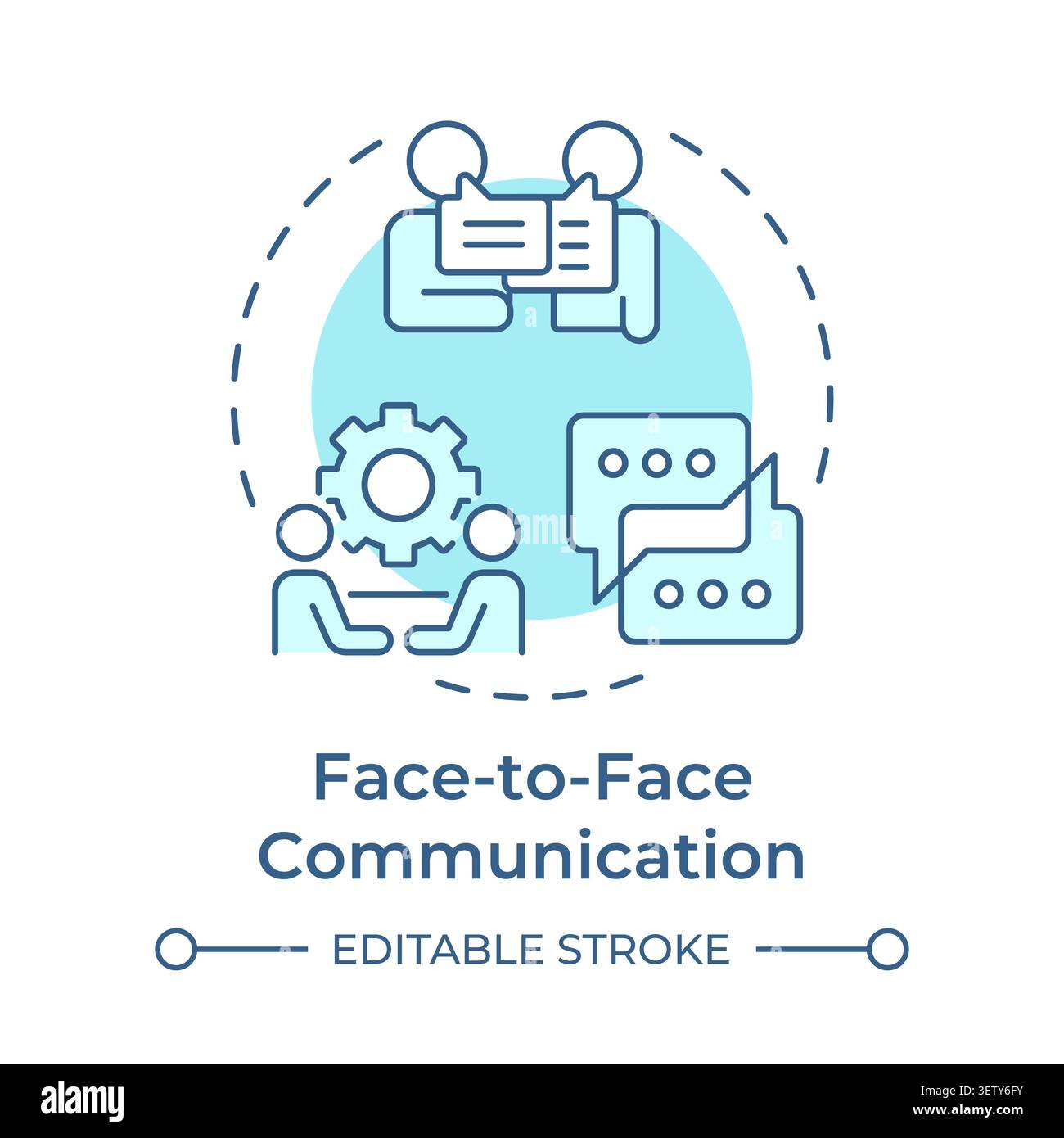 Face to face communication soft blue concept icon Stock Vector