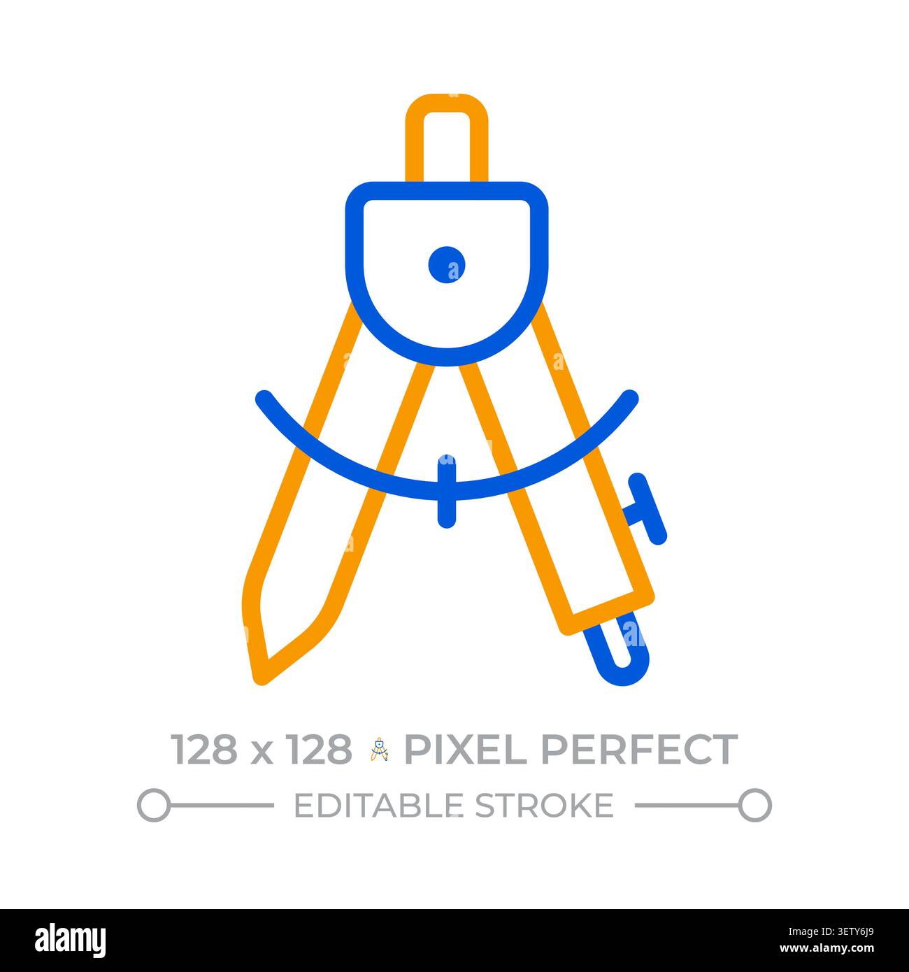 Compass pixel perfect two color line icon Stock Vector