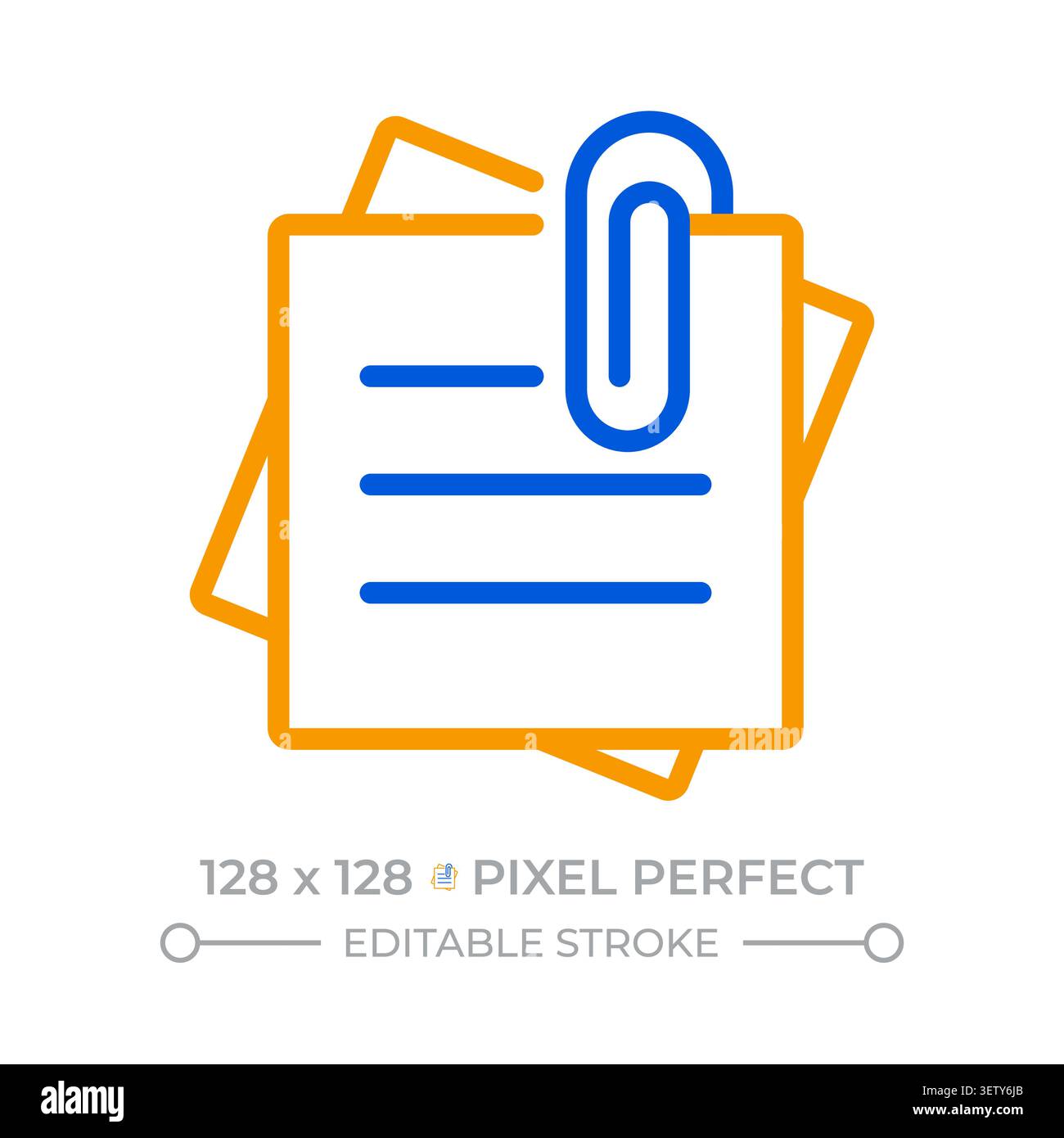 Sticky notes pixel perfect two color line icon Stock Vector
