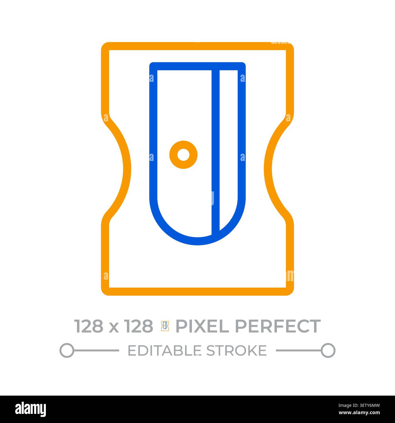 Pencil sharpener pixel perfect two color line icon Stock Vector