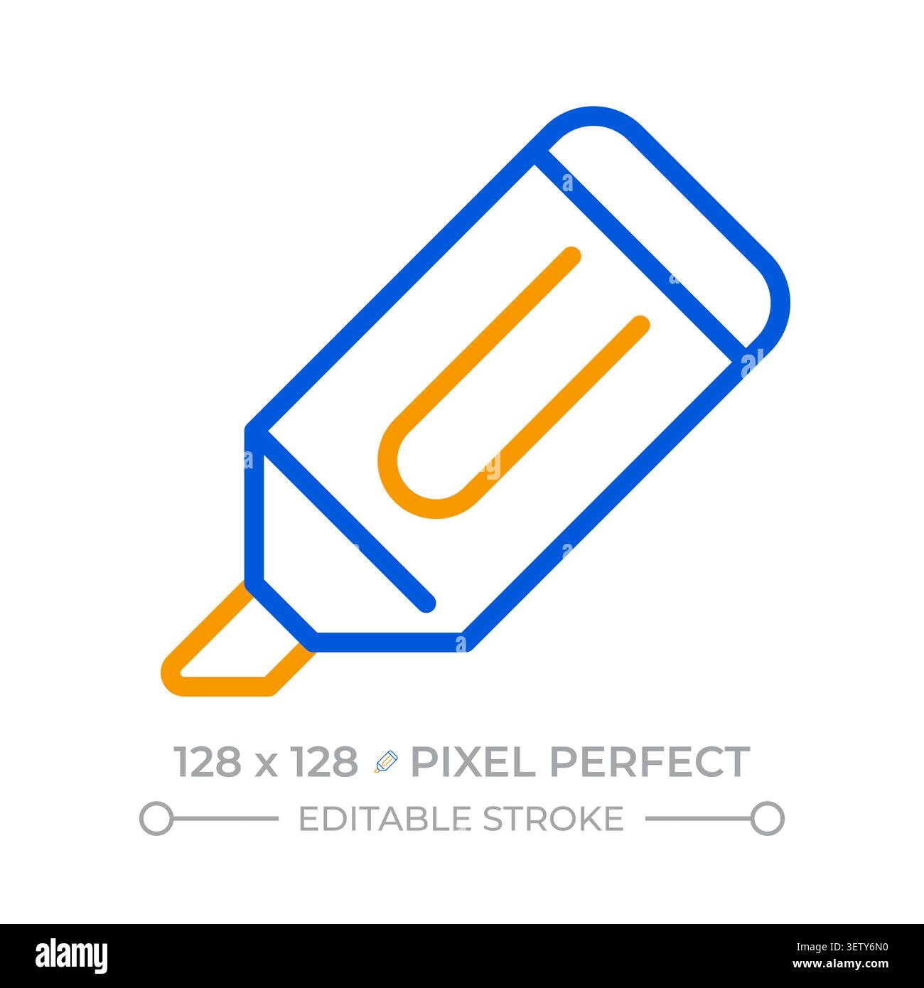 Highlighter pen pixel perfect two color line icon Stock Vector