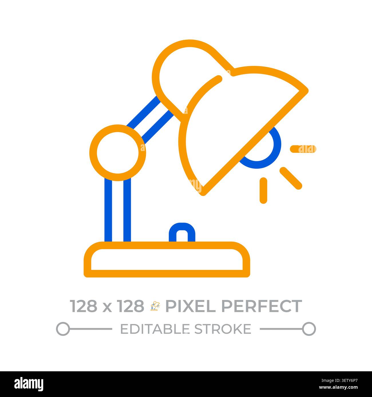 Desk lamp pixel perfect two color line icon Stock Vector