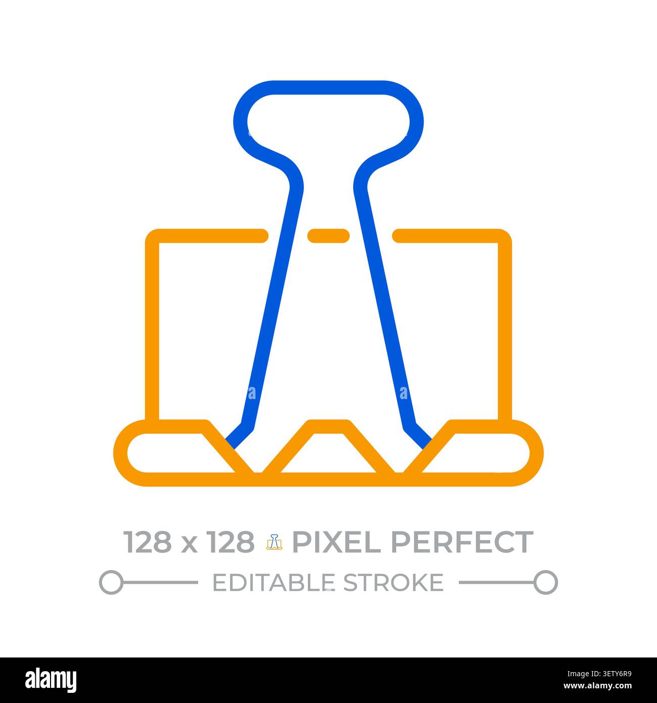 Binder clip pixel perfect two color line icon Stock Vector