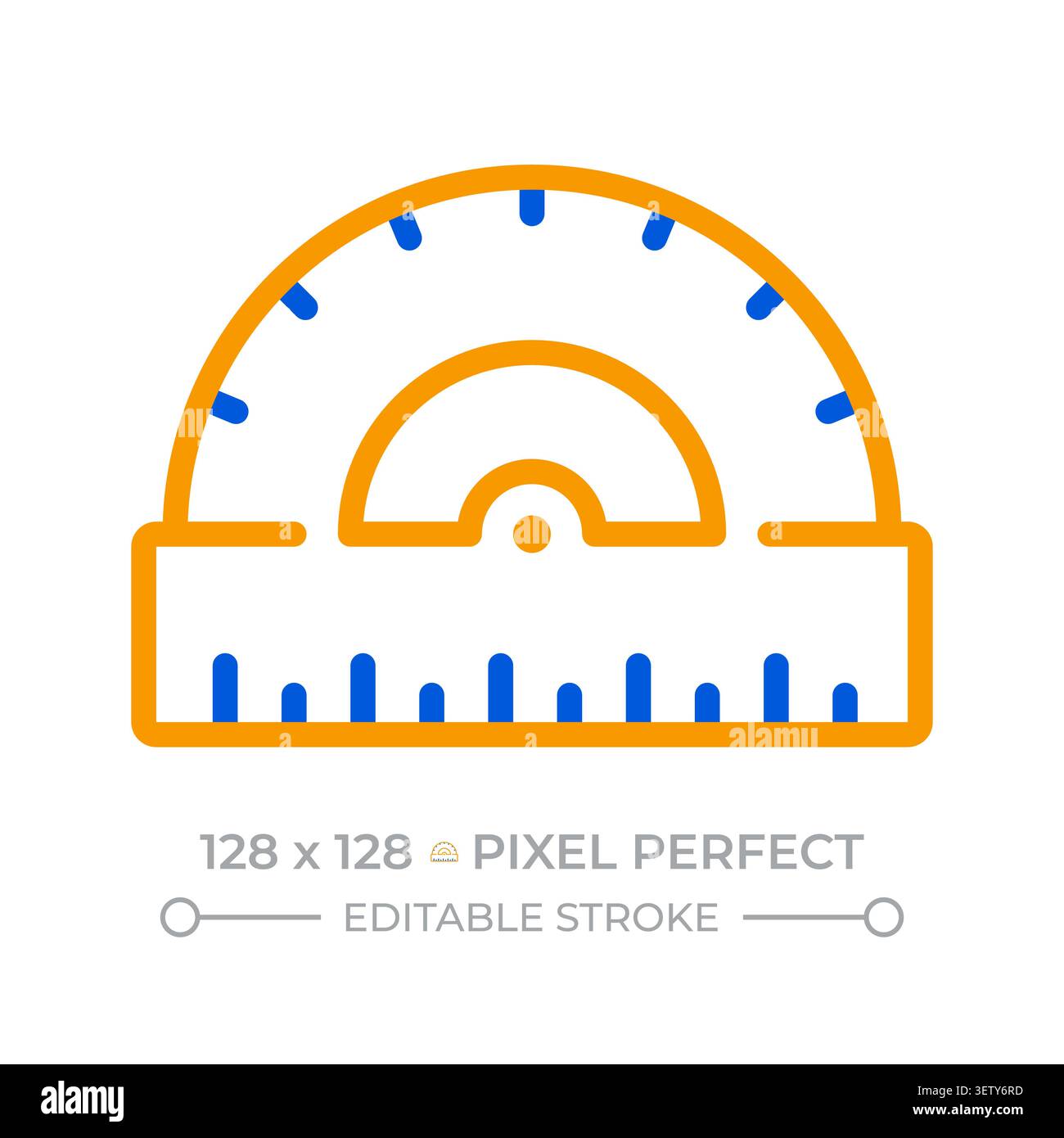 Protractor pixel perfect two color line icon Stock Vector