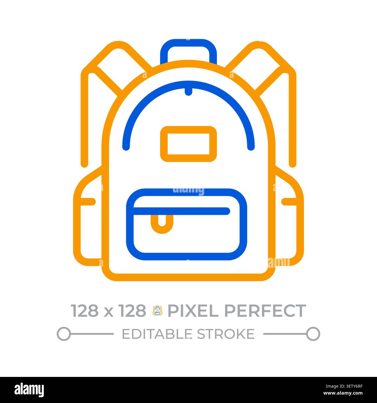 School bag pixel perfect two color line icon Stock Vector