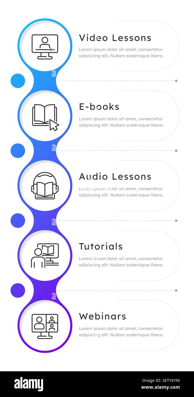 Learning resources infographic 5 steps Stock Vector