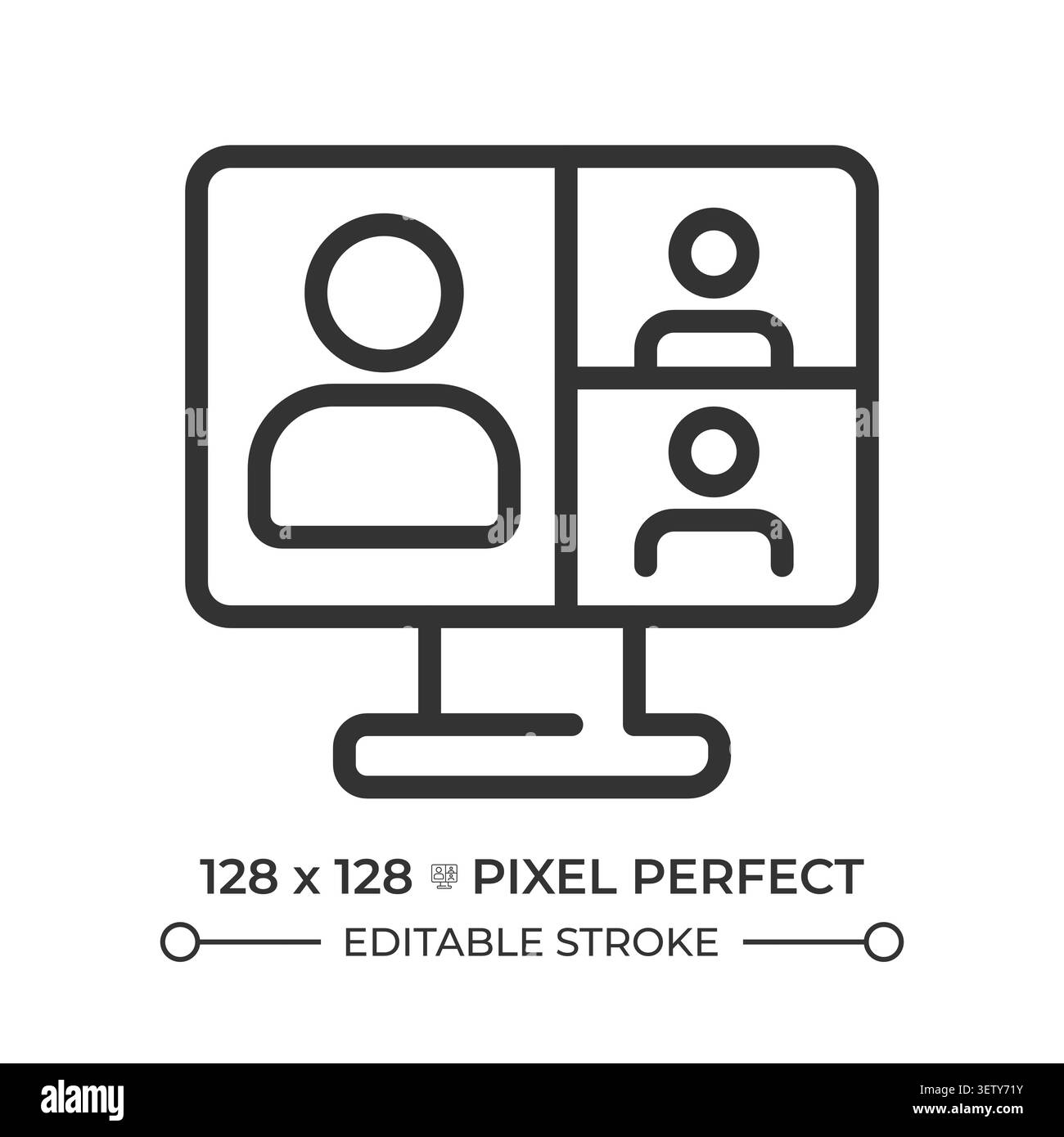 Virtual classroom pixel perfect line icon Stock Vector