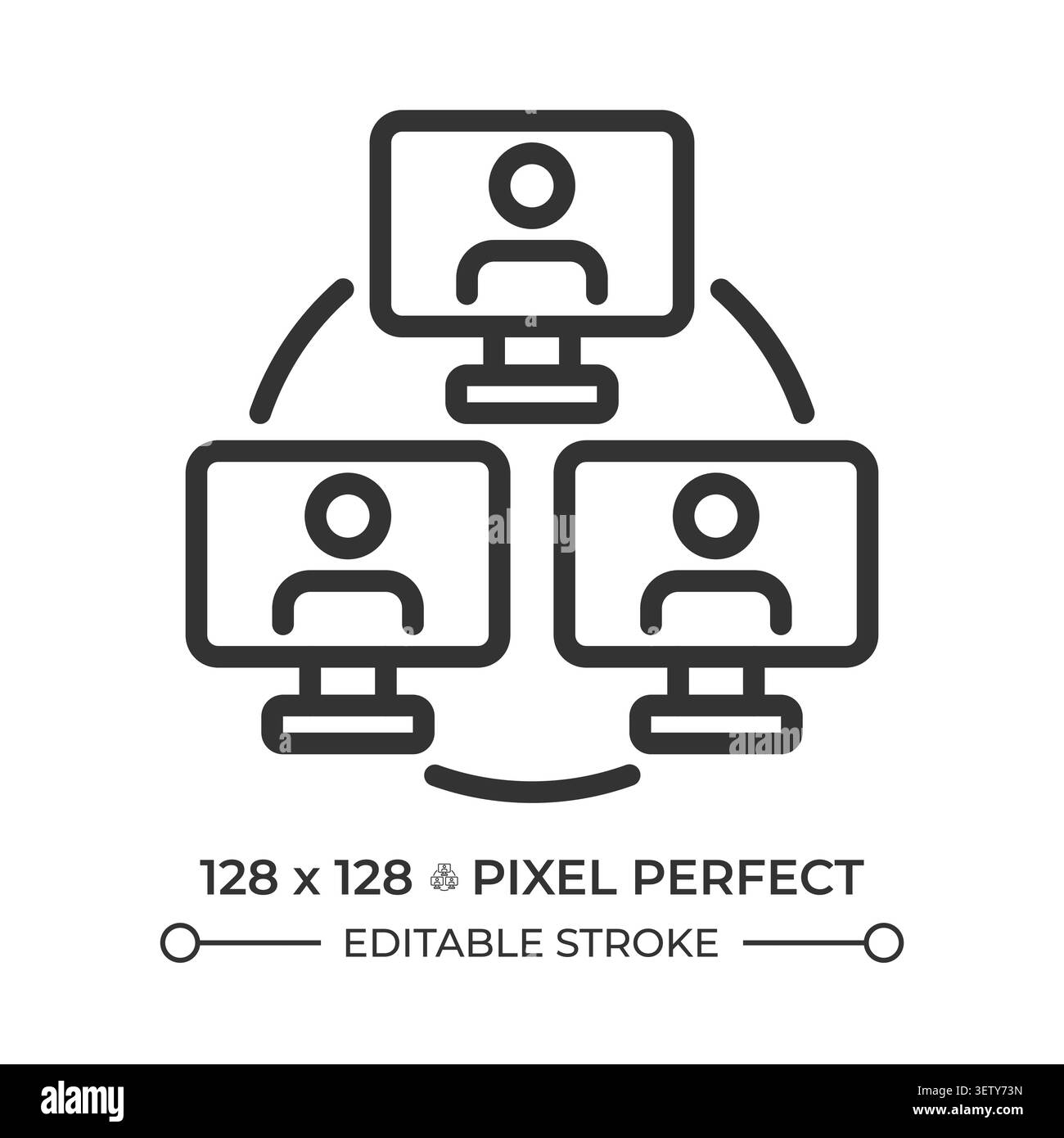 Online collaboration pixel perfect line icon Stock Vector