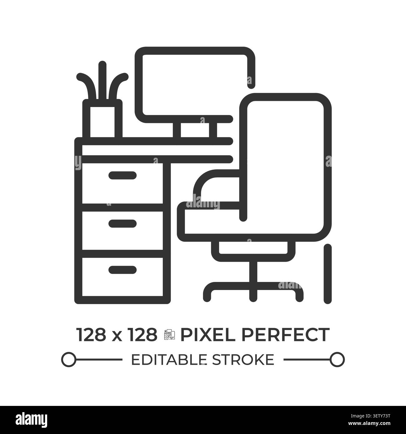 Workspace pixel perfect line icon Stock Vector
