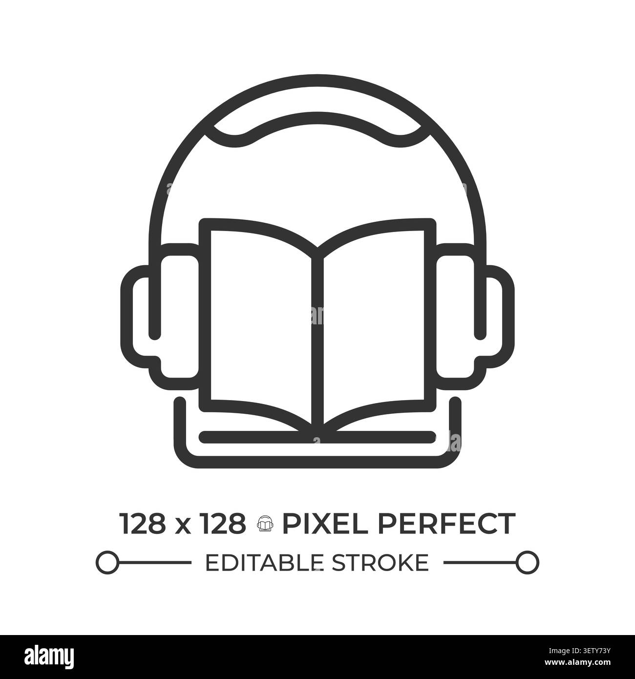 Audio lesson pixel perfect line icon Stock Vector