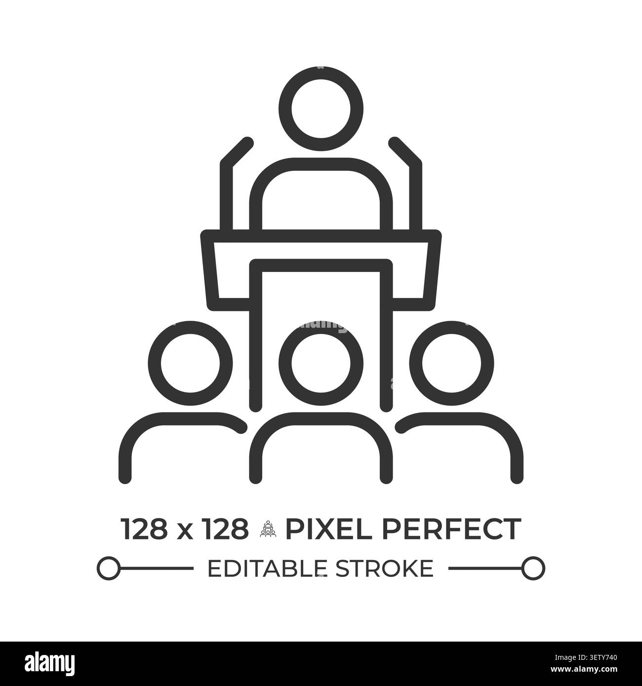 Speaker performance pixel perfect line icon Stock Vector