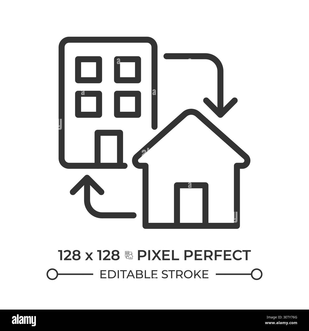 Hybrid work pixel perfect line icon Stock Vector