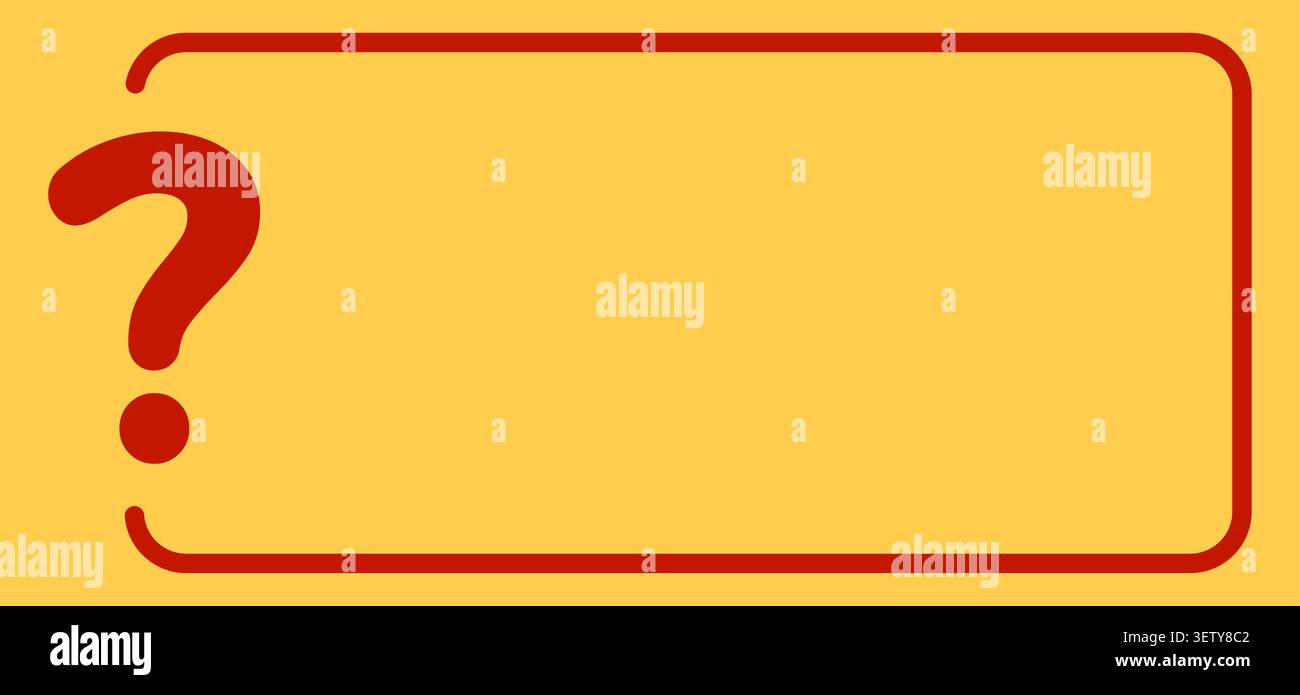 Yellow rounded rectangle sign with red question mark. Stock Vector
