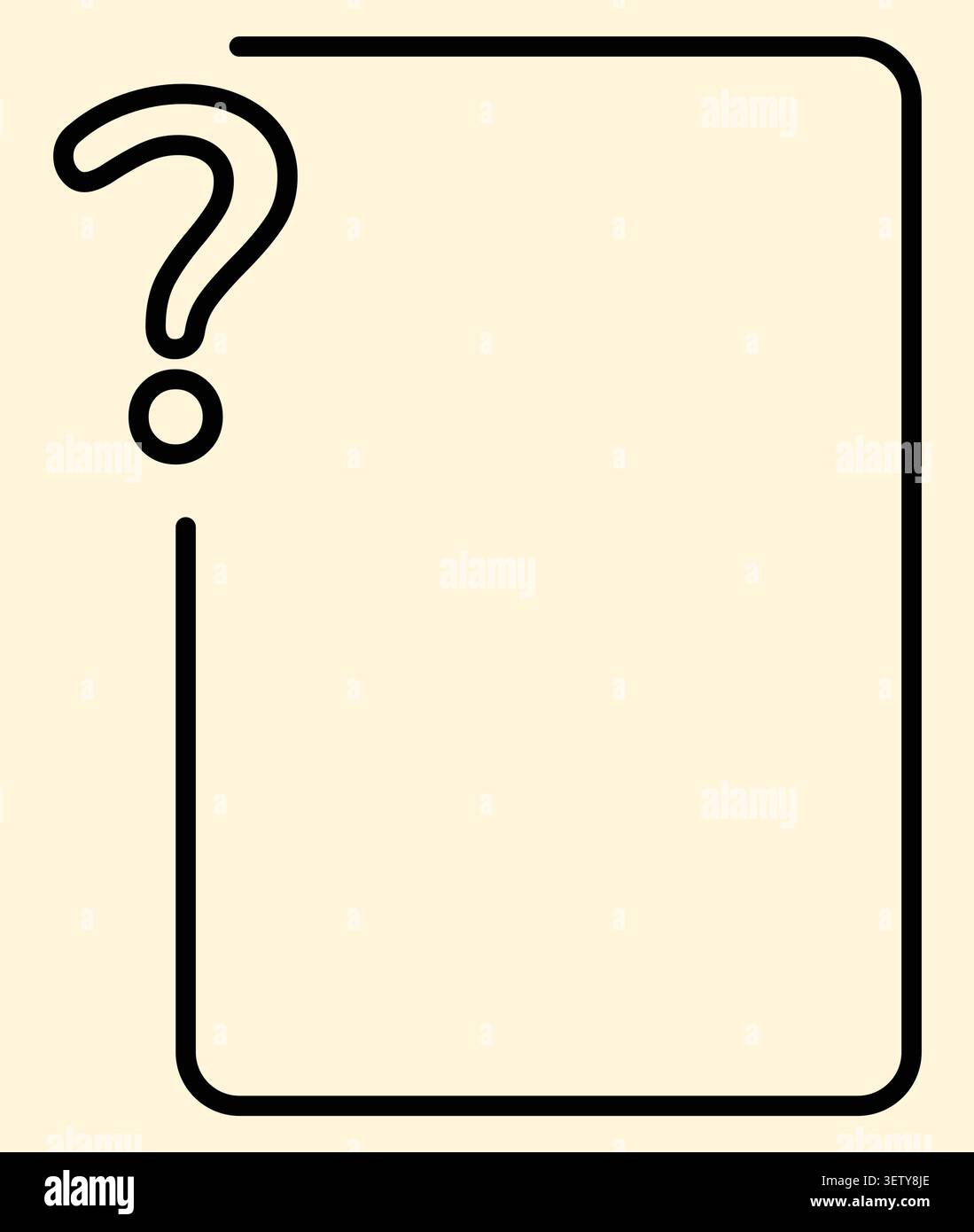 Question mark frame outline on beige rounded rectangle background. Stock Vector