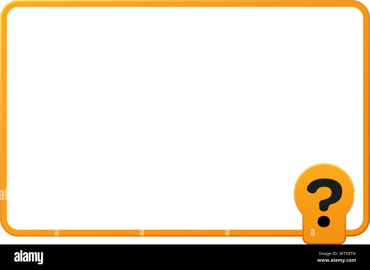 Orange rounded rectangular frame with question mark badge. Stock Vector