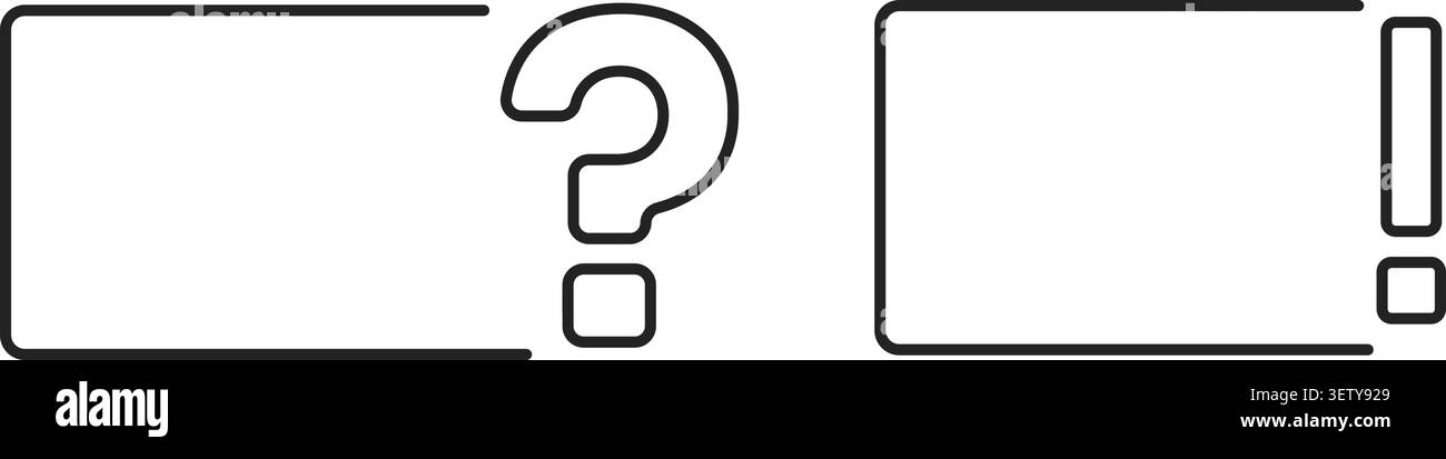 Minimal rounded rectangle frames with question and exclamation. Stock Vector