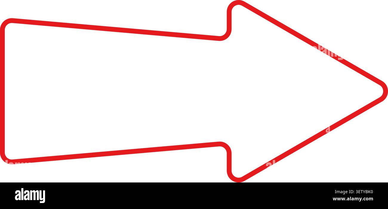 Right pointing arrow outline flat red line directional icon Stock Vector