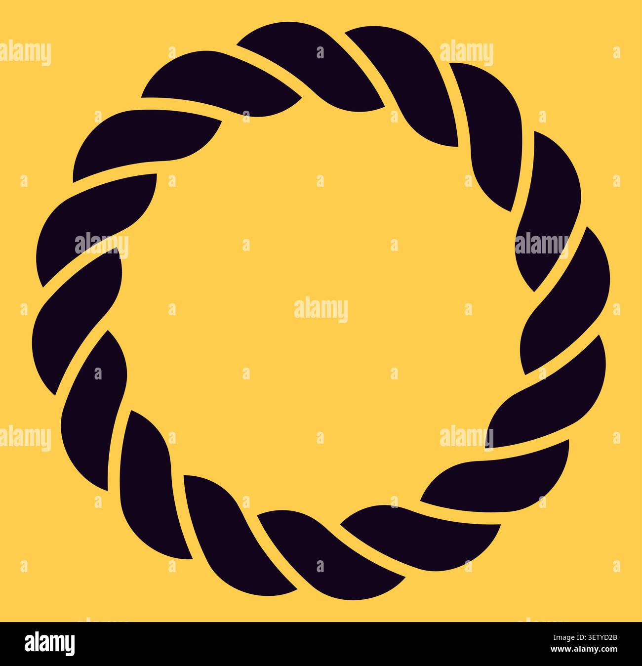 Navy twisted rope wreath circle flat design yellow Stock Vector