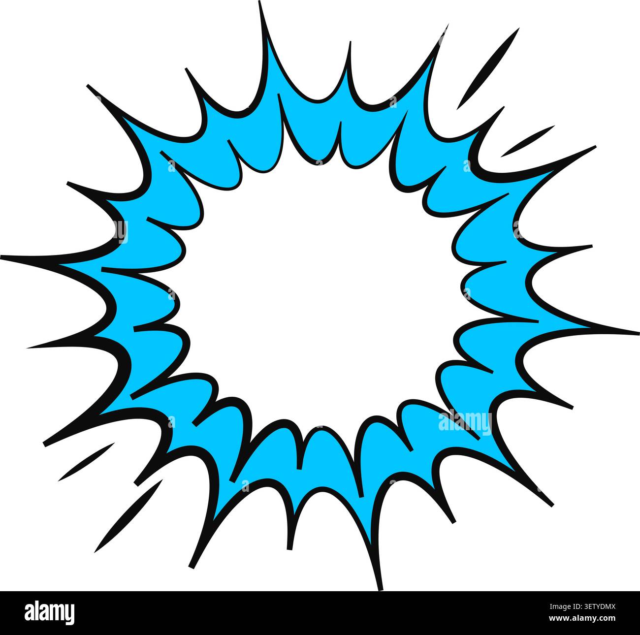 Comic starburst burst frame blue outline pop art style Stock Vector