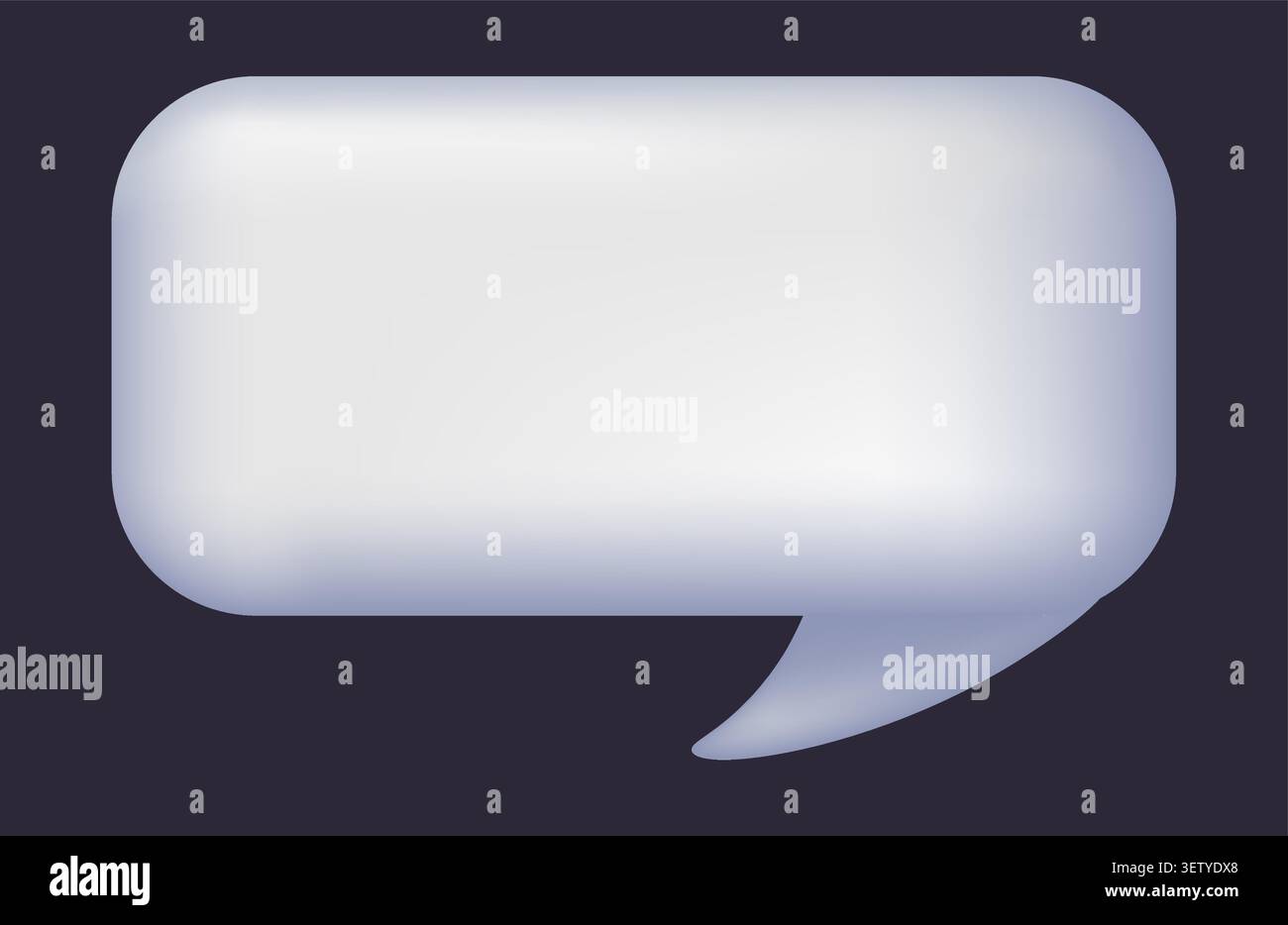 Glossy rounded speech bubble dialog icon silver on dark Stock Vector