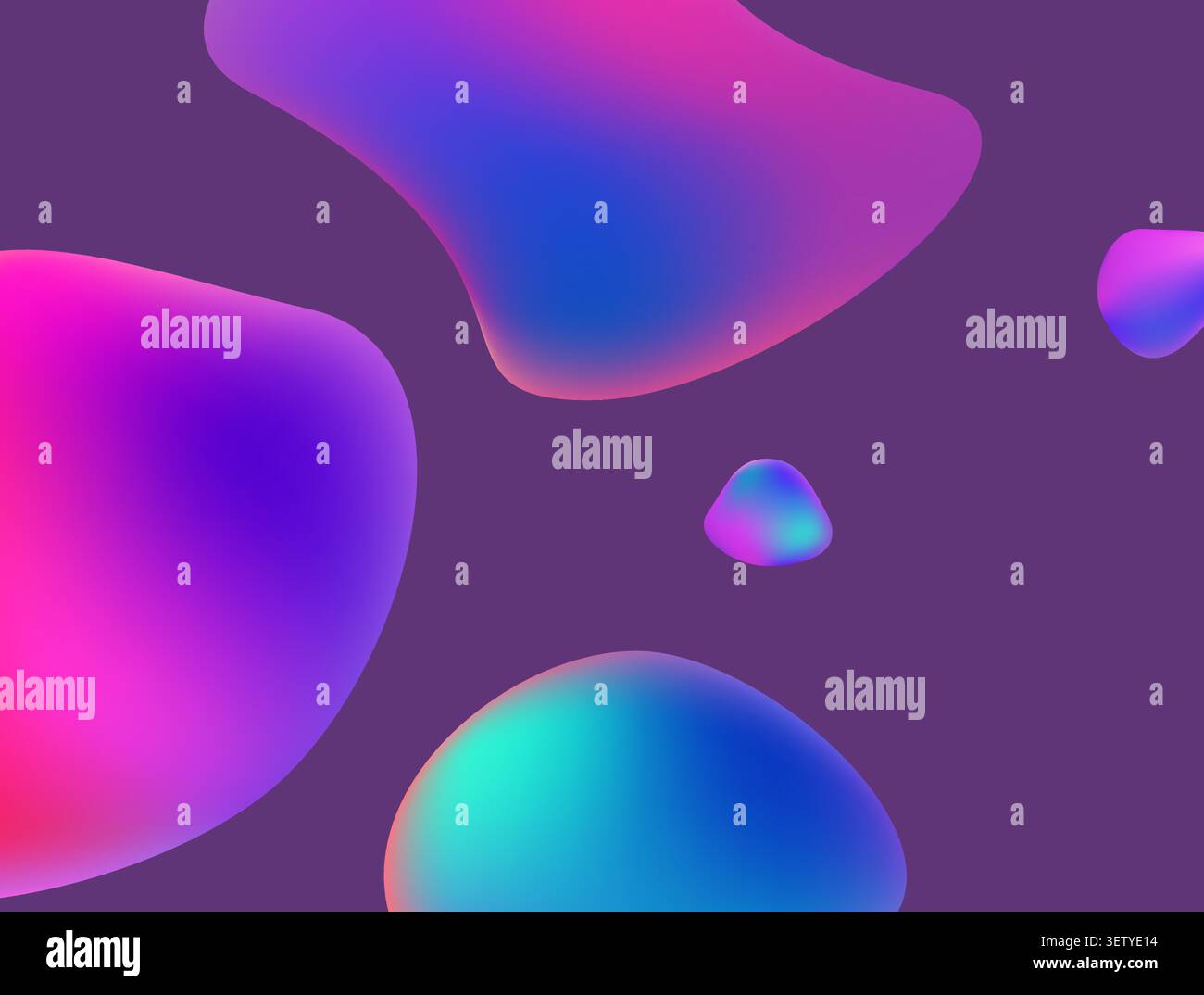 Abstract gradient blobs fluid shapes purple background colorful Stock Vector