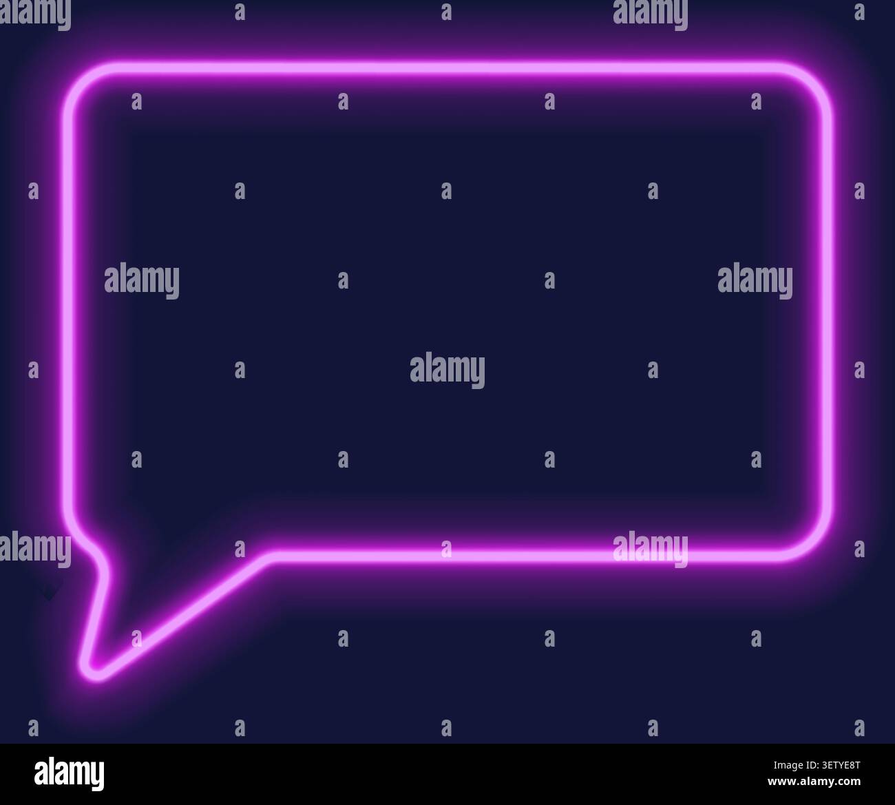 Purple neon rectangular speech bubble frame, glowing violet Stock Vector