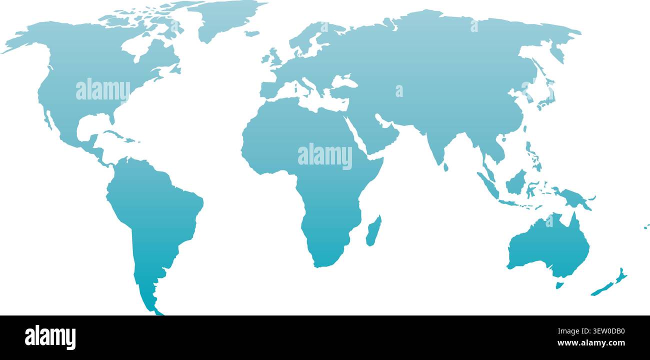 World map silhouette. Vector blue gradient isolated on white background. Stock Vector