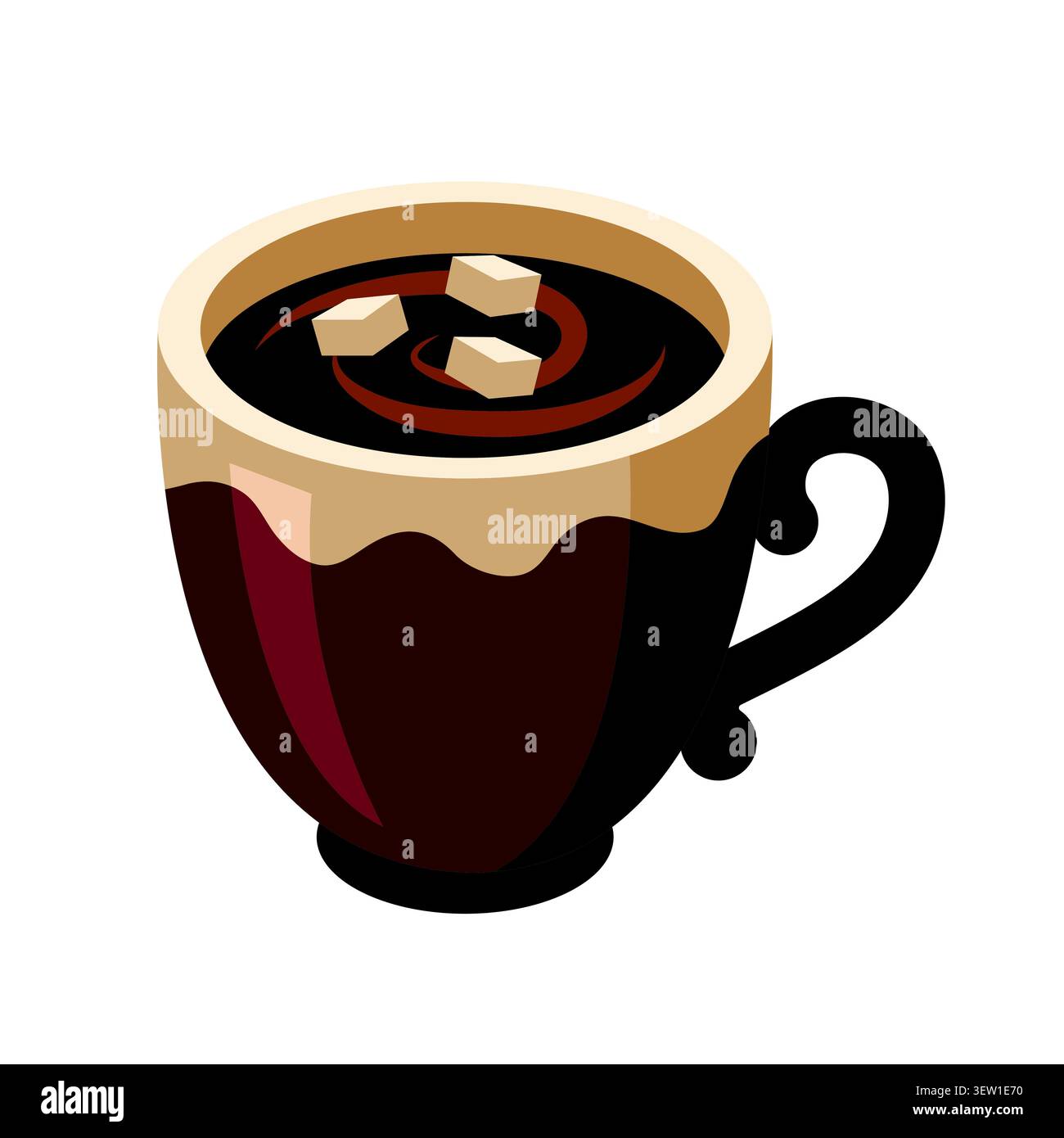 Hot chocolate mug with marshmallows illustration Stock Vector