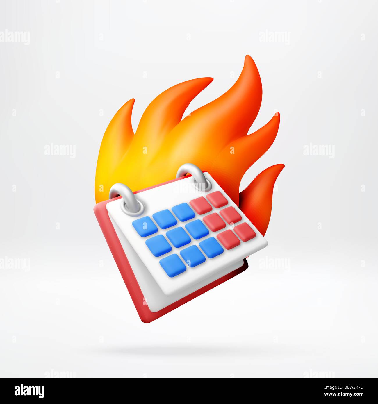 3d calendar icon burning in fire. Stock Vector