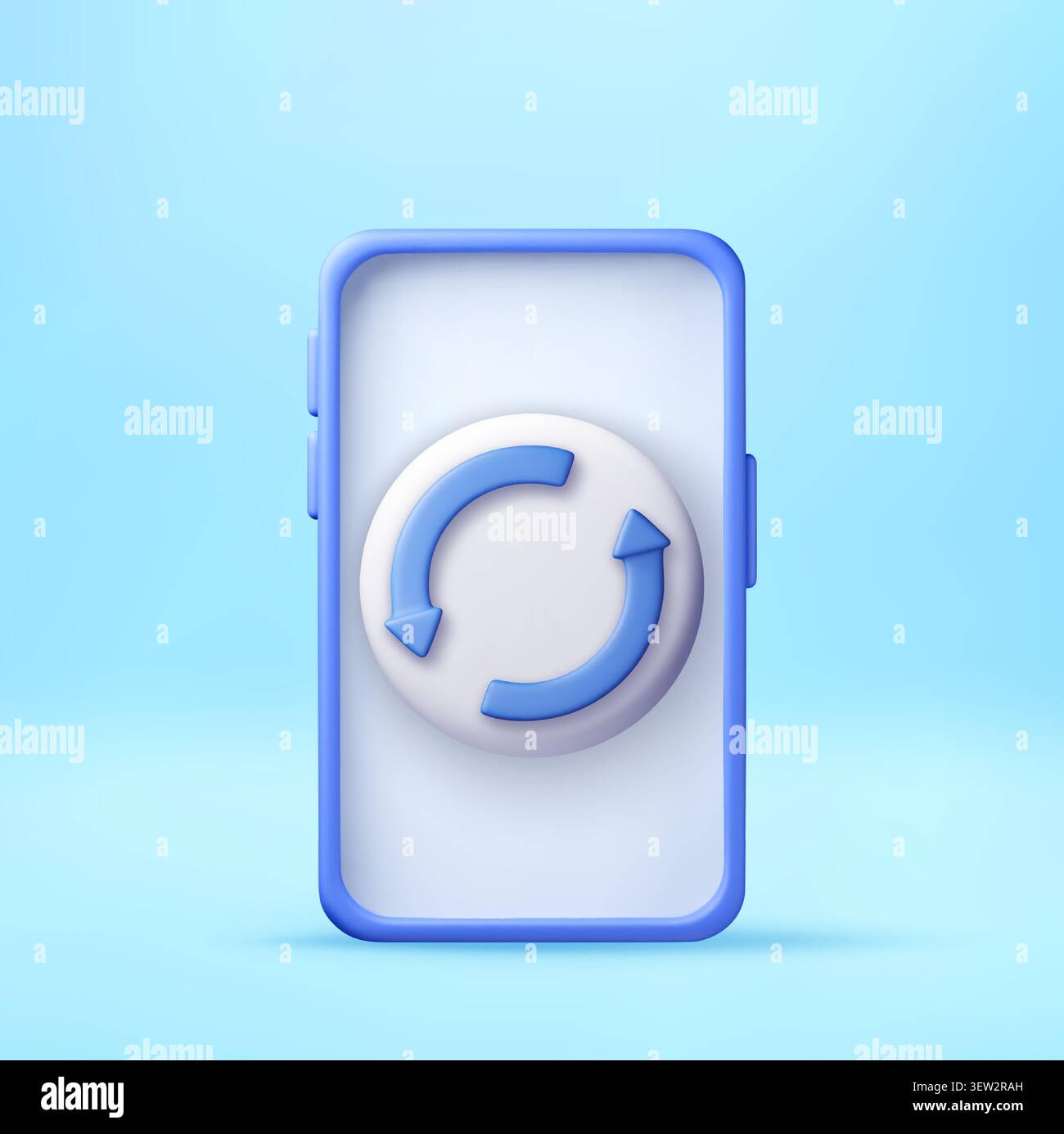 3D Mobile phone with refresh arrow button Stock Vector