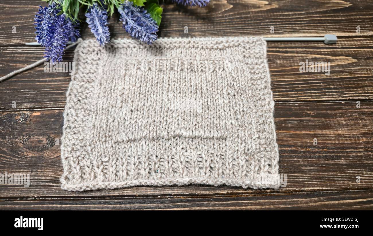 Colorful knitted fabric suitable for home decor, fashion or textile. pattern. Copy space Stock Photo