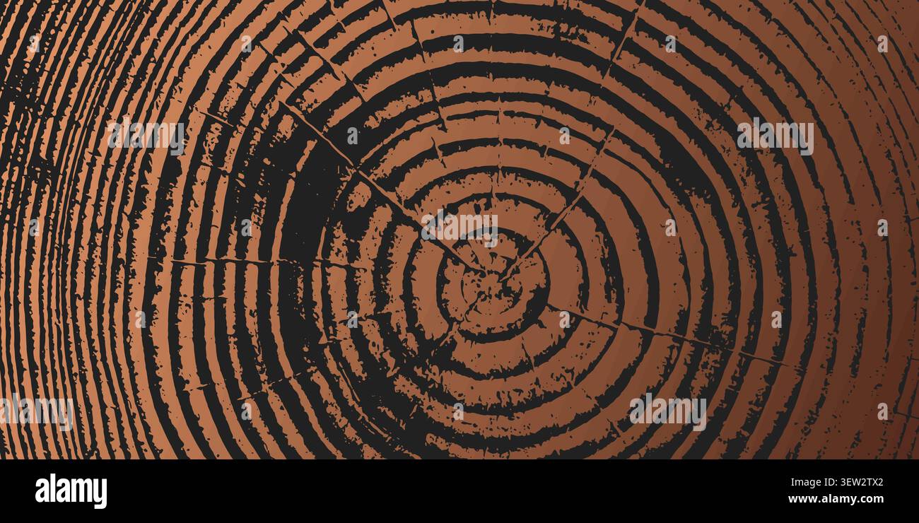 Tree ring pattern showcasing natural wooden texture vector illustration background. Stock Vector