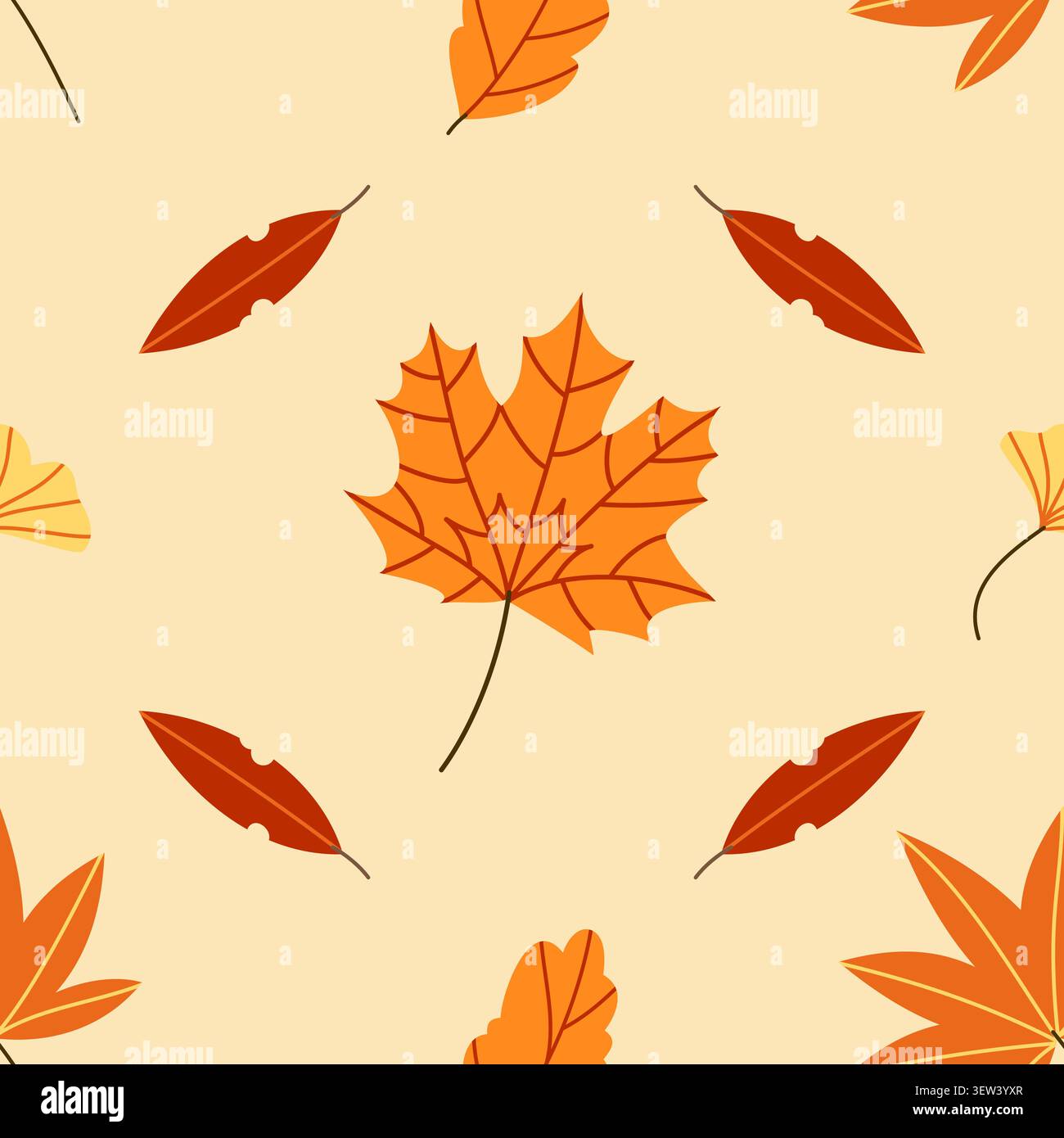 Autumn Falling Leaves Seamless Pattern Vector Stock Vector