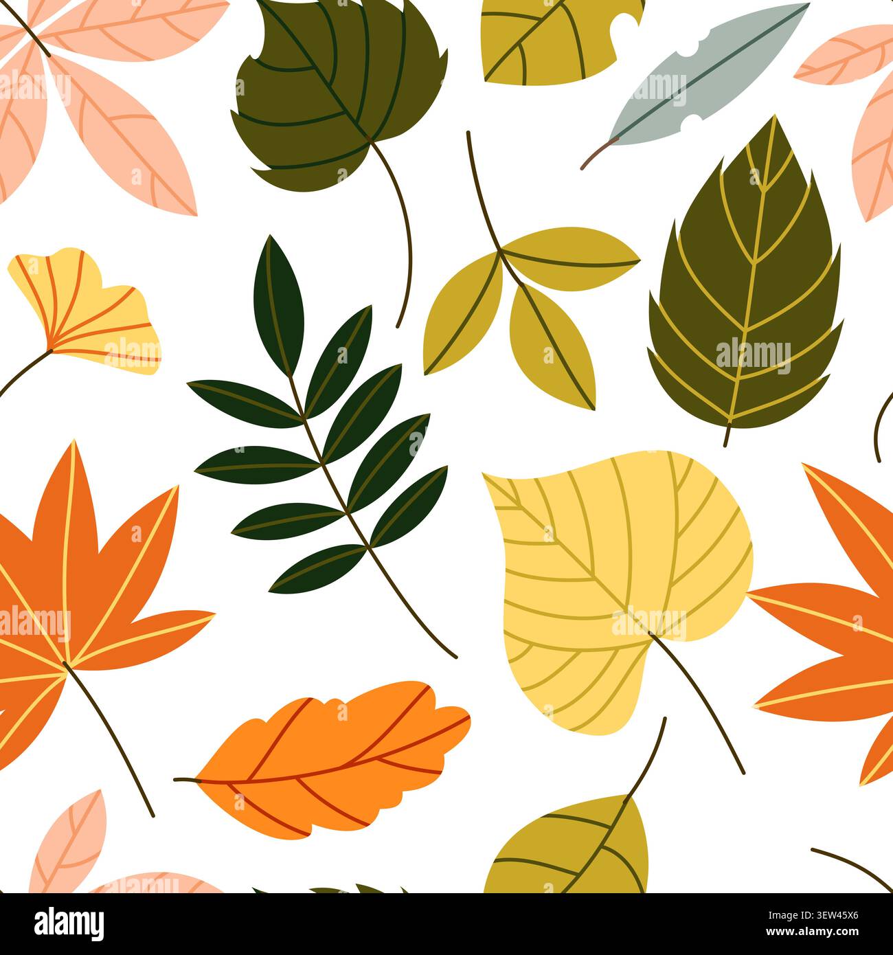 Colorful Autumn Foliage Seamless Pattern Vector Stock Vector