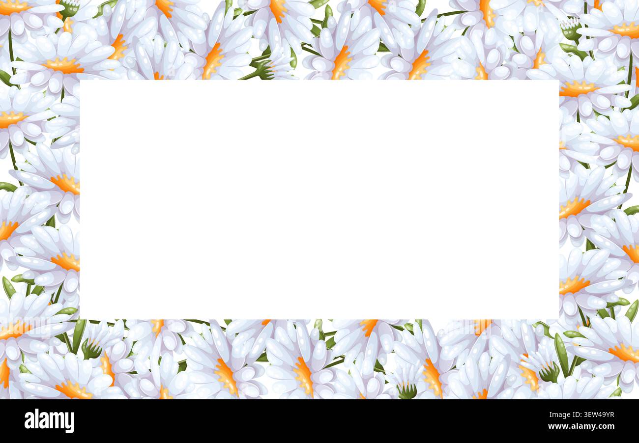 Vector frame with white daisies and space for text Stock Vector